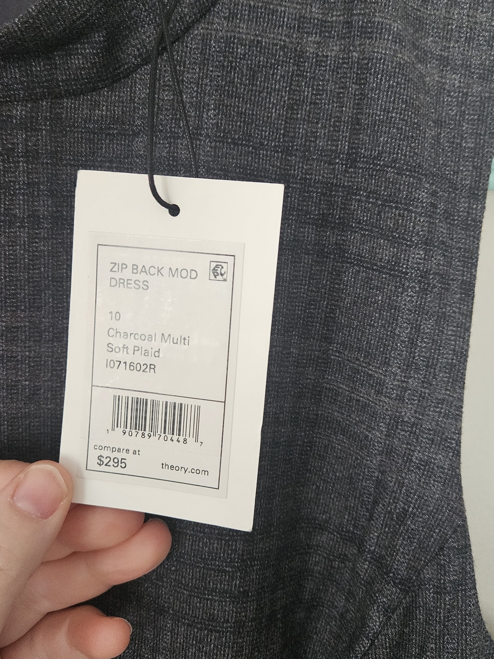 NWT Theory Back Zip Mod Dress Soft Plaid Size 10 - Picture 7 of 9